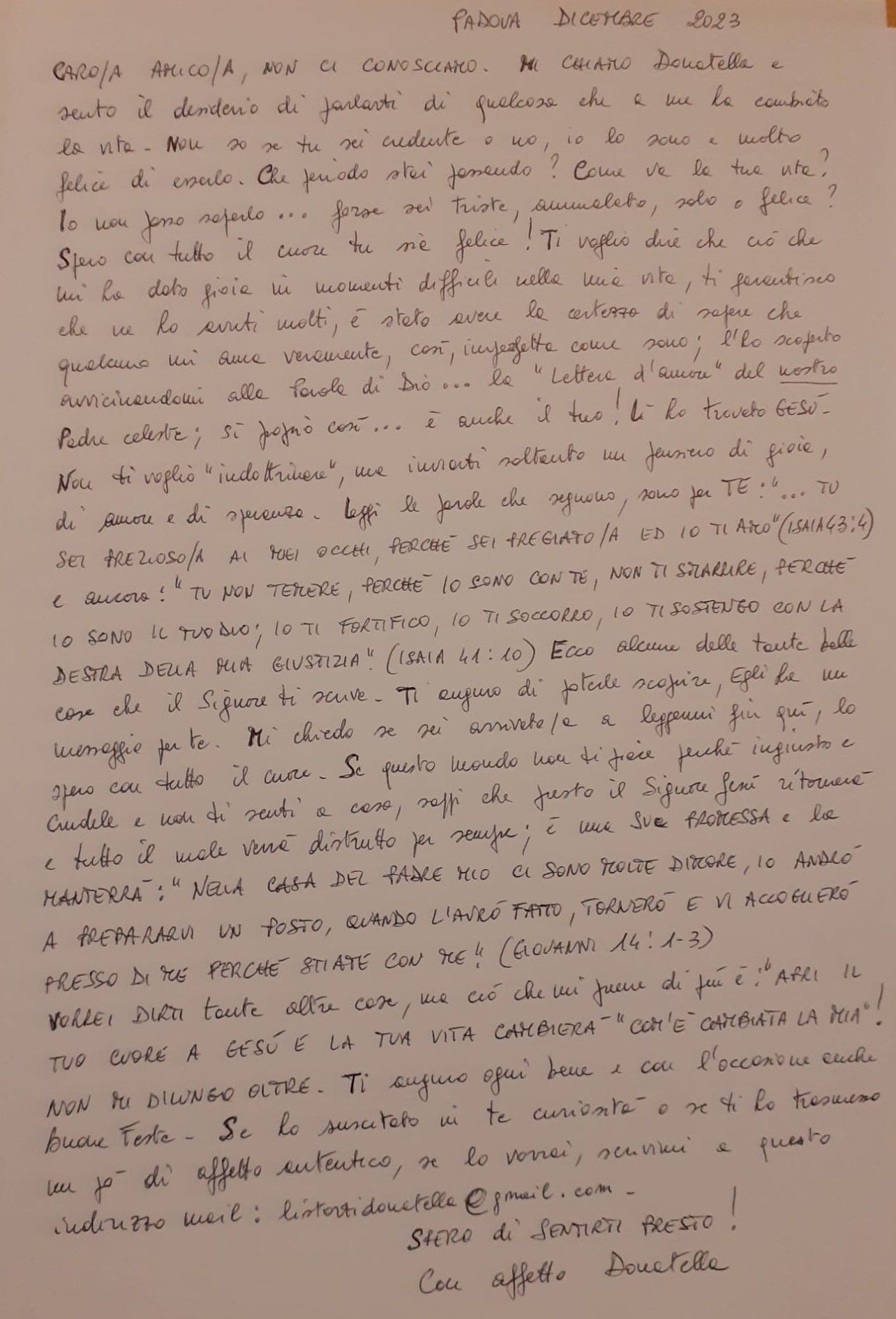 Lettera di Donatella